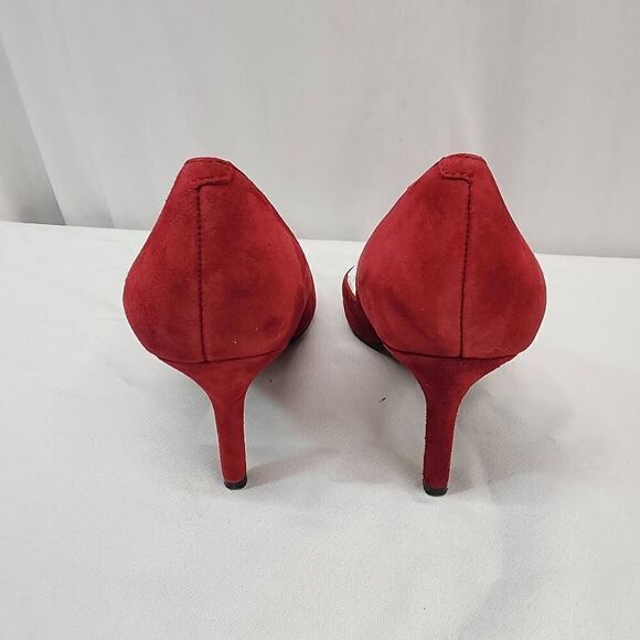 Marc Fisher Size 8.5 Women's Tuscany Suede Red Multi Ankle-High Pump - Picture 4 of 9